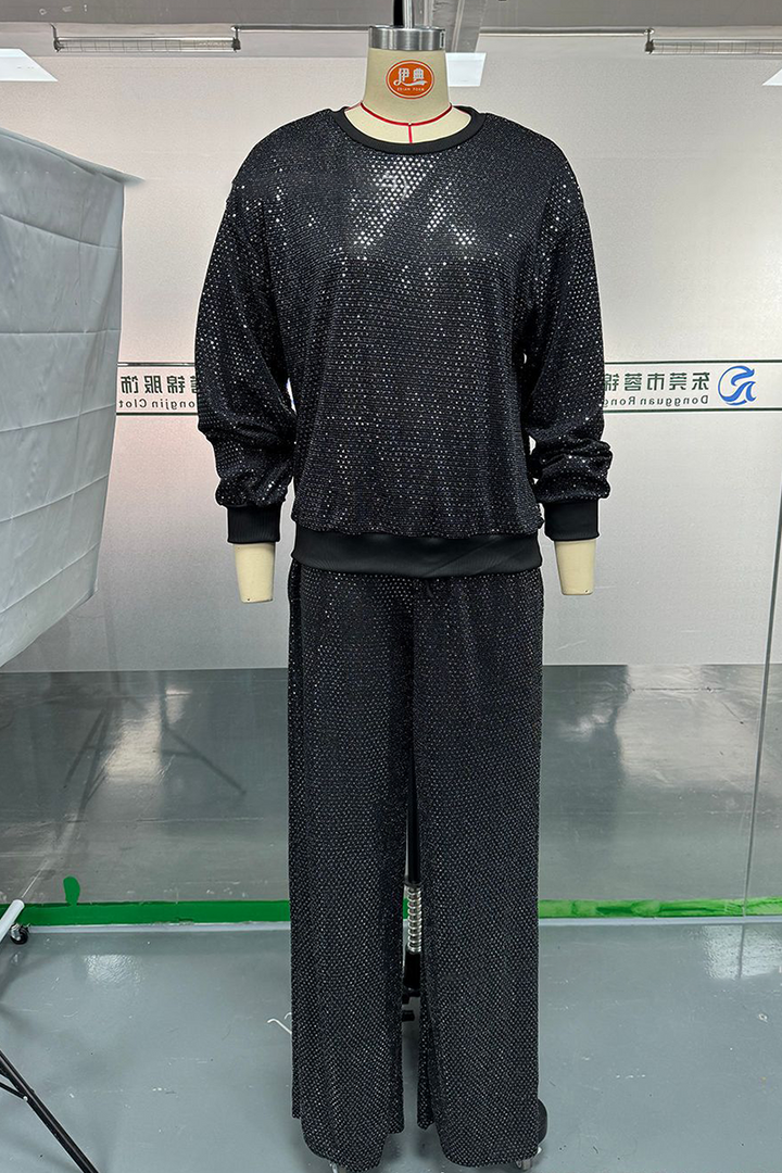 MELIORA – CASUAL SEQUINED O-NECK LONG SLEEVE TWO-PIECE SET