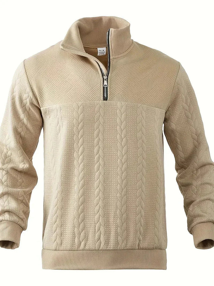 Brit & Boho™️ | Casual Jacquard Quarter-Zip Sweater