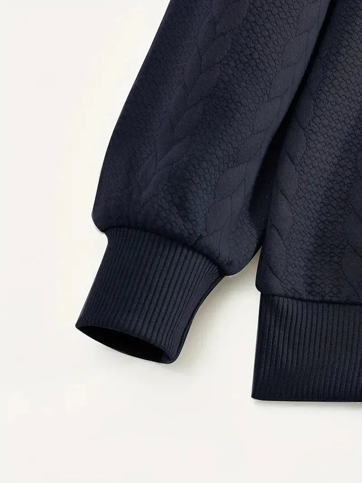 Brit & Boho™️ | Casual Jacquard Quarter-Zip Sweater