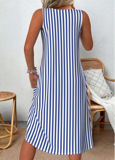 Heidi - Sleeveless Striped Tummy-Covering Summer Dress