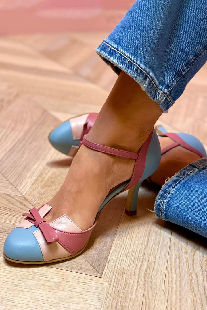 Bellarosa - Colorful Heels with Bow and Strap