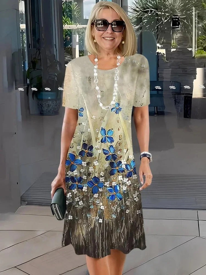 SHIRA – COMFORTABLE LOOSE PRINTED MEDIUM DRESS