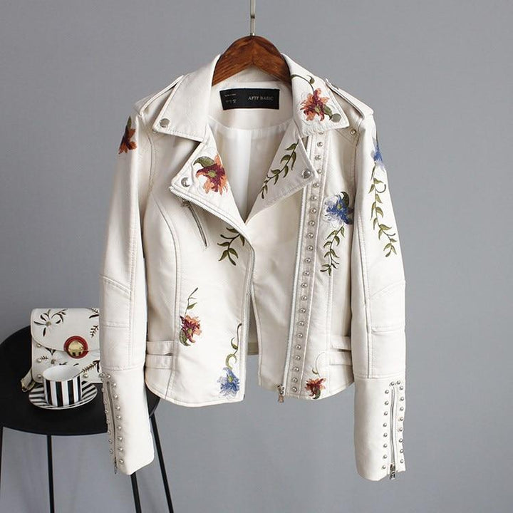 CALLUM – TRENDY EMBROIDERED LEATHER JACKET