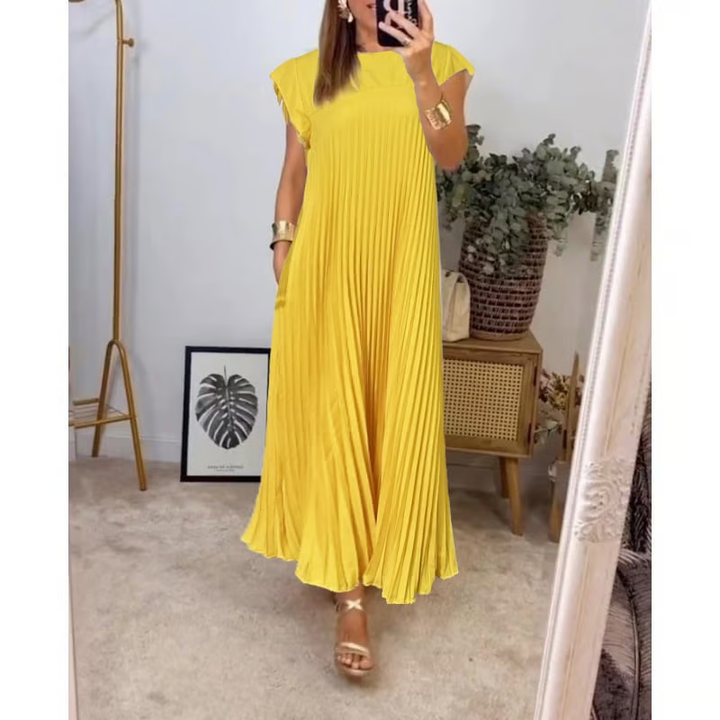 Women’s Short Sleeve Pleated Maxi Dress