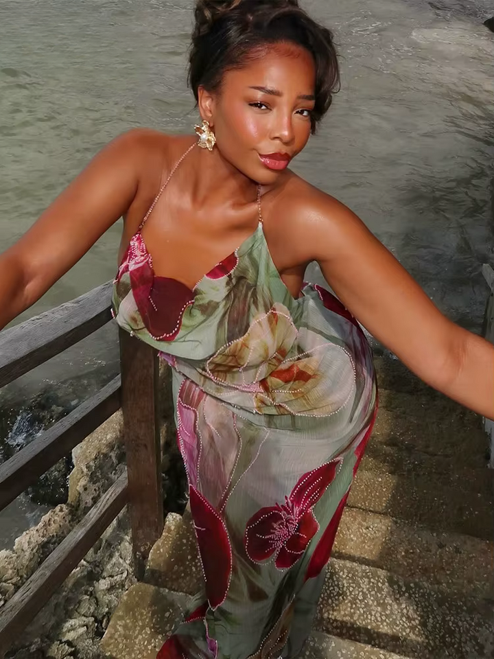 Isla - Backless Chiffon Maxi Dress