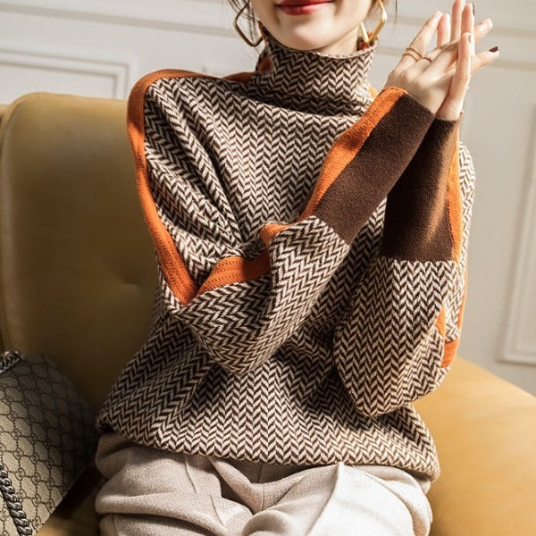 Eleanor - Herringbone Luxe Turtleneck