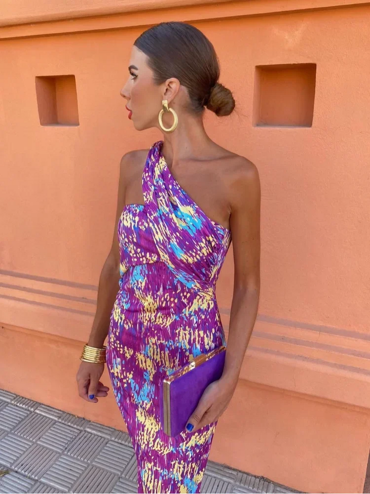 KAELORIA – OCEANFALL OFF-SHOULDER MIDI DRESS