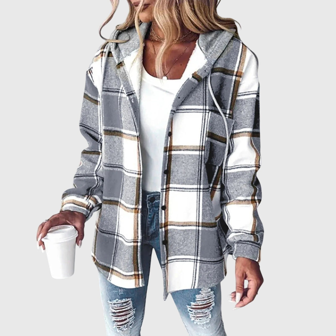 MORGAN – CASUAL PLAID HOODED SHIRT JACKET